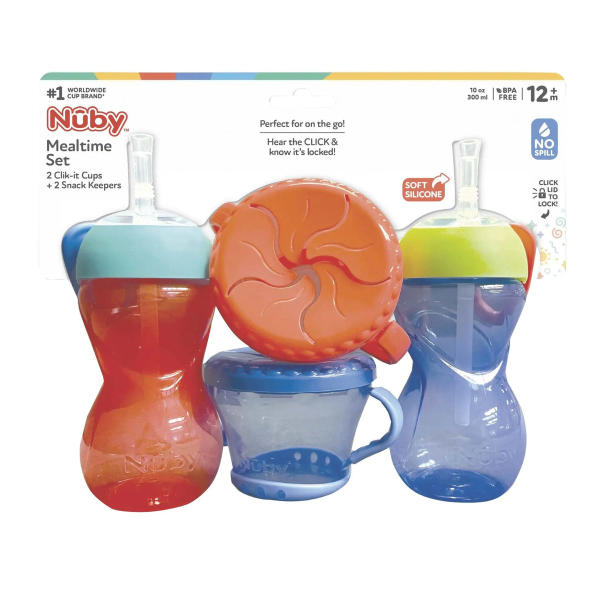 Nuby Mealtime Set (4 pc.) | Colorful, Easy-Clean Feeding Gear Nuby