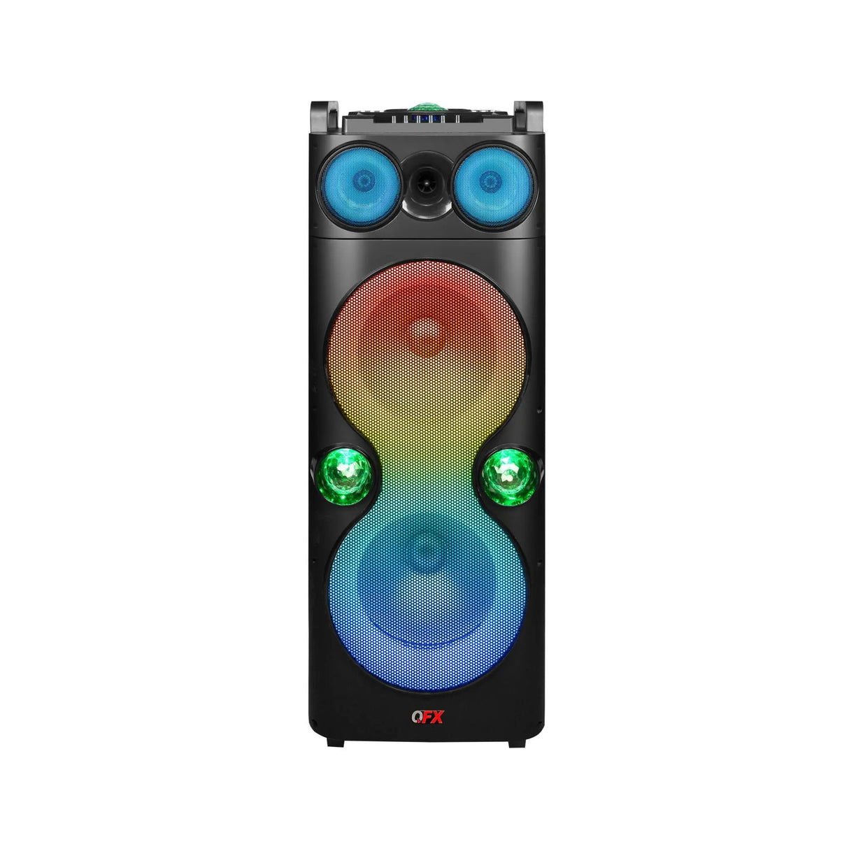 QFX PBX-1260 Dual 12" Party Speaker (Rechargeable Battery & LED Lights) | Portable, Dynamic Bass Experience QFX