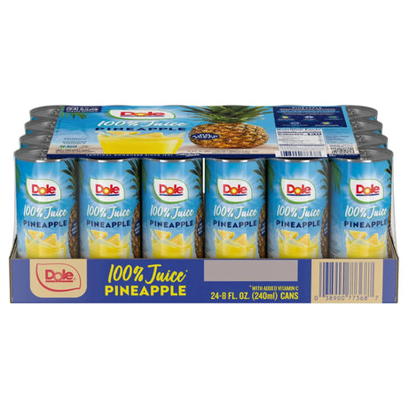 Dole 100% Pineapple Juice (24-Pack, 8 oz Each) | Tropical Refreshment Dole