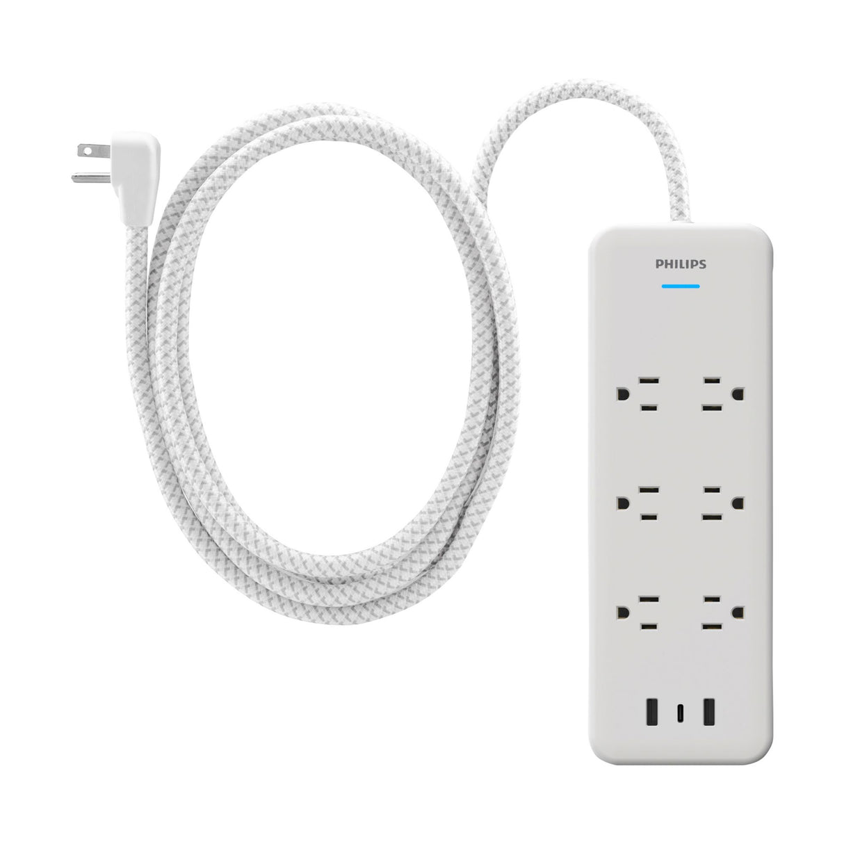 Philips 6-outlet surge protector with USB ports 2-pack