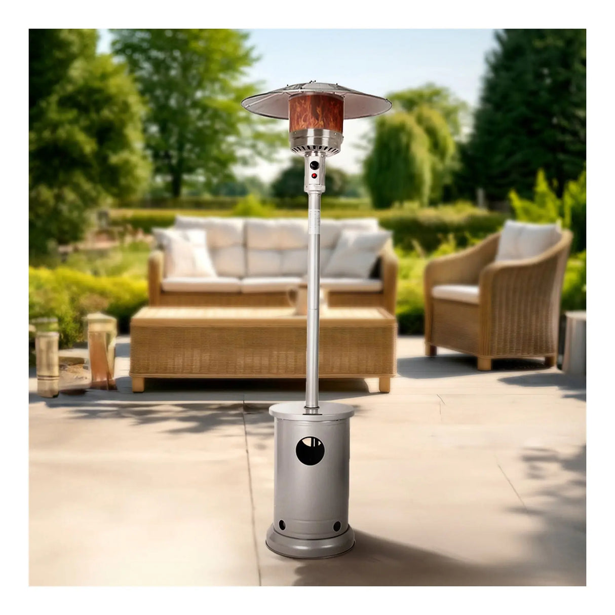 Fire Sense 48,000 BTU Propane Patio Heater | Warmth with Built-In Table & Cover Fire Sense