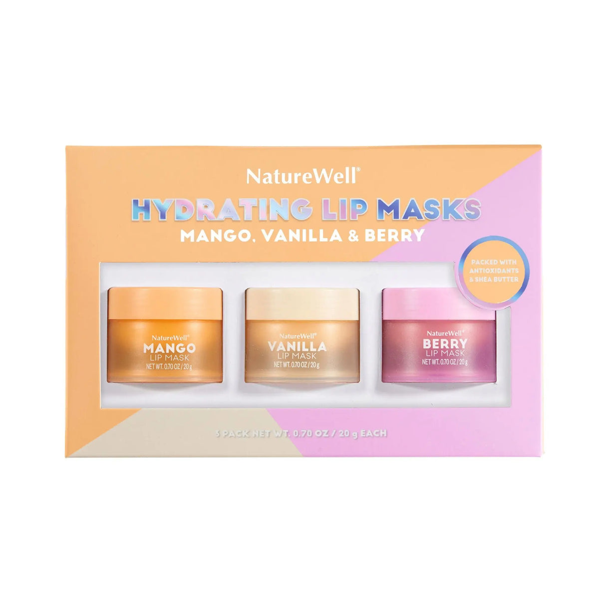 NatureWell Lip Masks (3-Pack) | Mango, Vanilla & Berry Hydration NatureWell