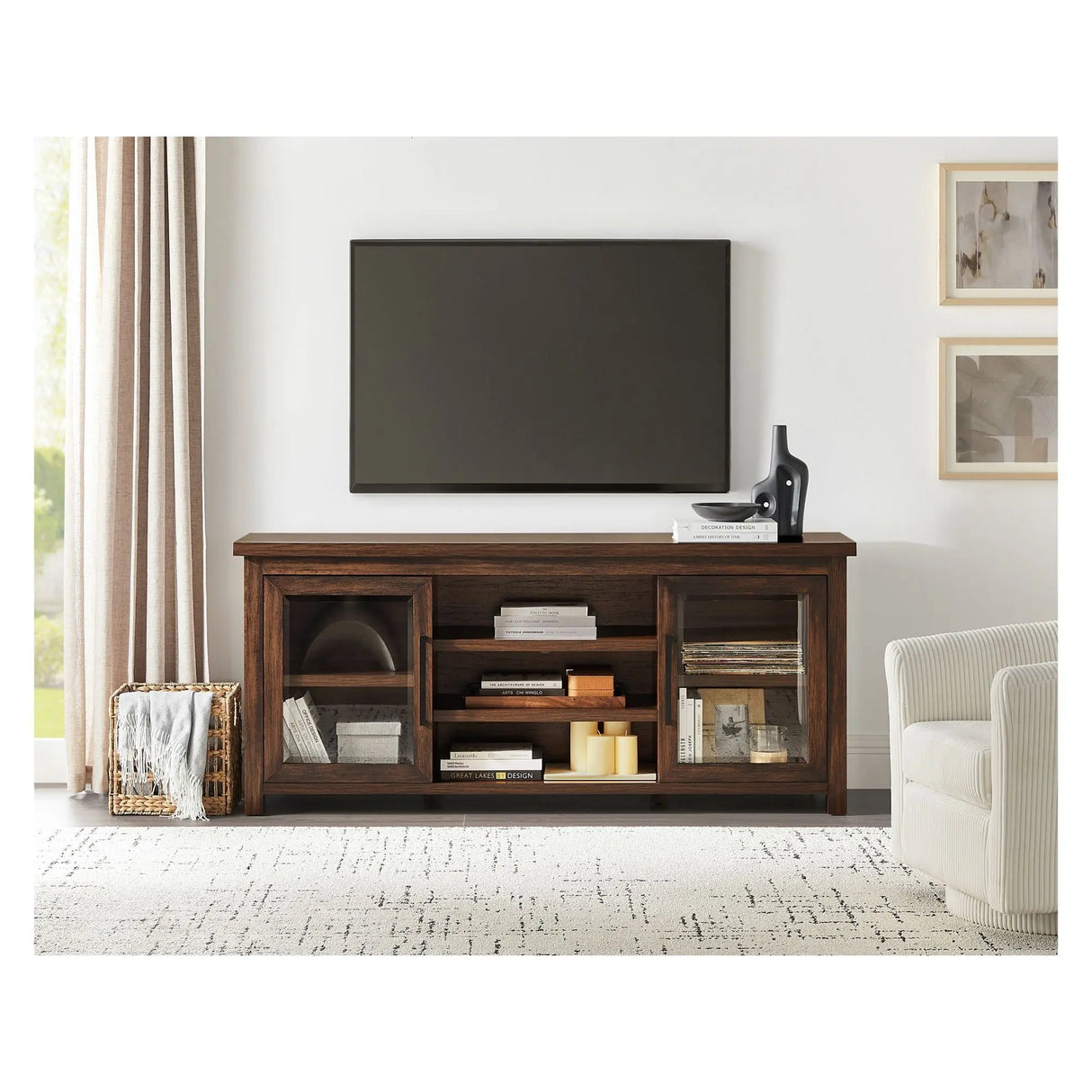 Hampton Home Barclay Media Console (65", Brown) | Traditional Wooden Entertainment Piece Hampton Home