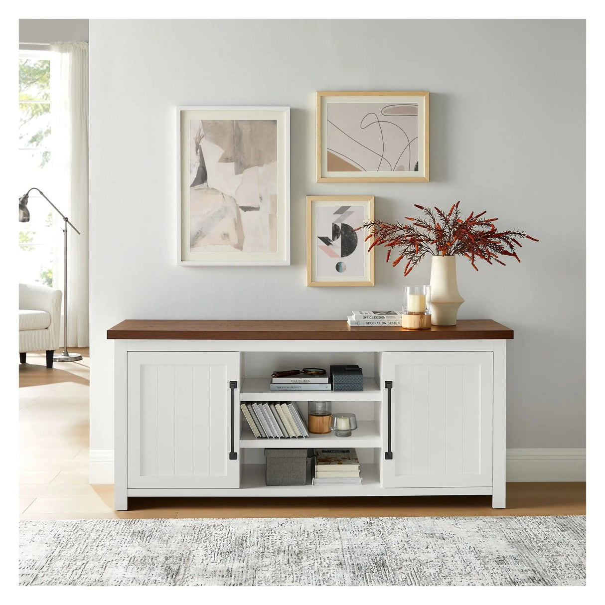 Hampton Home Hampstead Media Console (64") | Modern White Entertainment Center Hampton Home