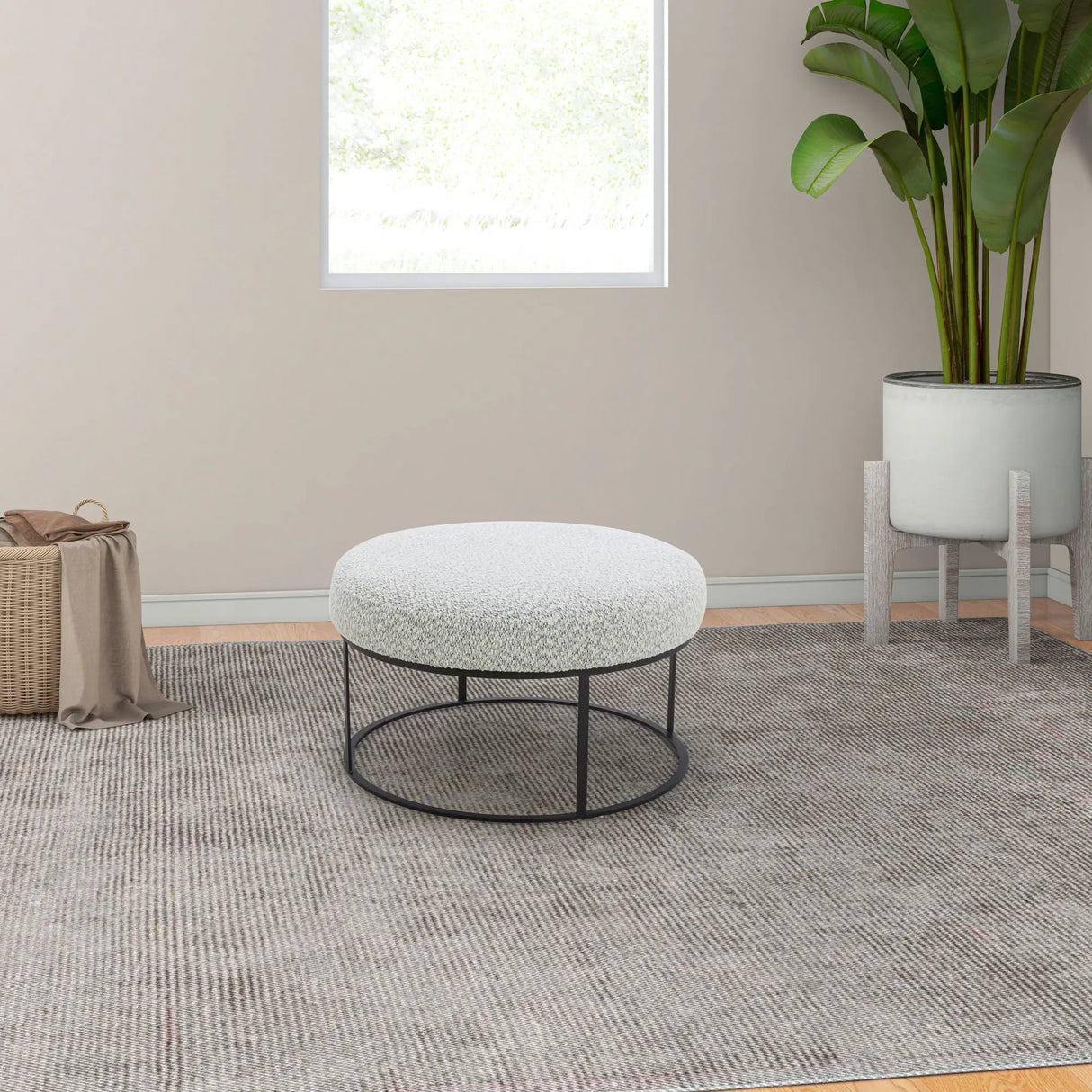 RoomSense Dexter Round Ottoman | Stylish, Compact Seating & Footrest RoomSense