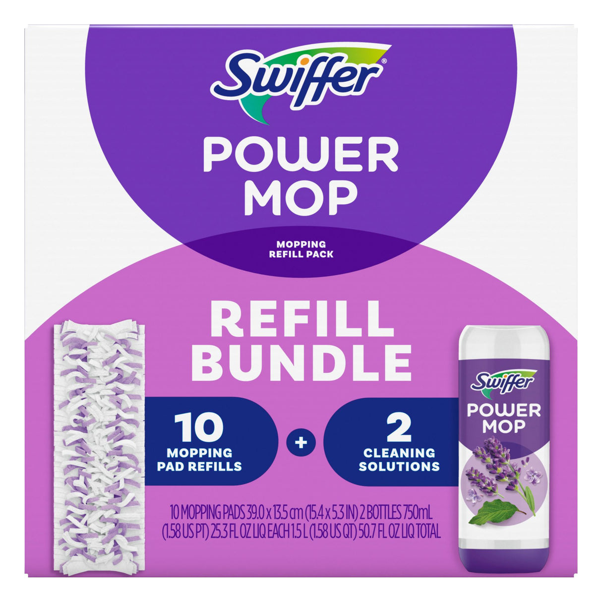Swiffer PowerMop Refill Bundle 10 pads 2 solutions