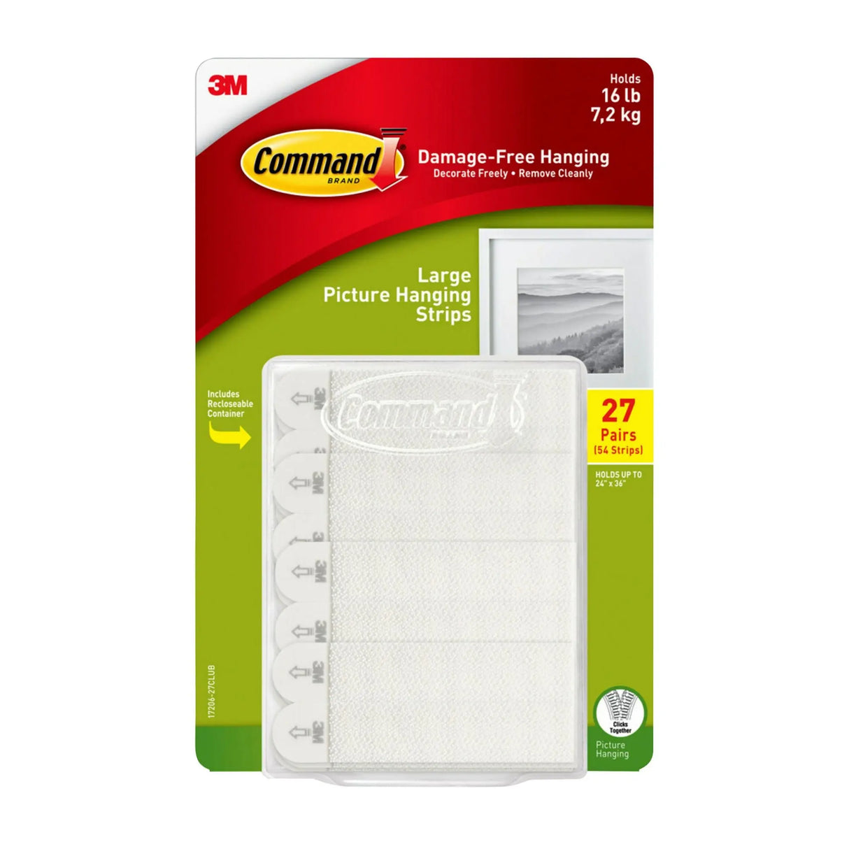 Command Large Picture Hanging Strips (27-Count) | Damage-Free Wall Mounting Command