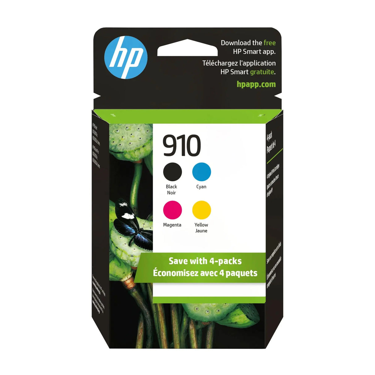 HP 910 Ink Cartridges (4-Pack) | Black/Cyan/Magenta/Yellow Instant Ink Eligible HP