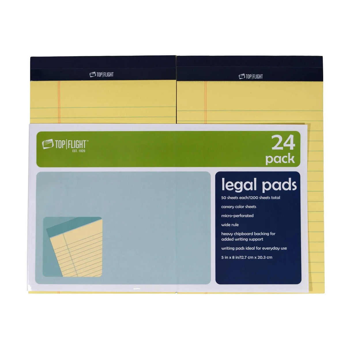 Top Flight Canary Lined Pads (24 ct., 5" x 8") | Perforated Notepads for Easy Tear-Off Top Flight