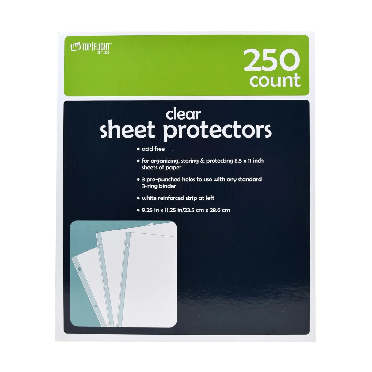 Top Flight Clear Sheet Protectors (250 ct.) | Heavy-Duty, Acid-Free Document Shields Top Flight