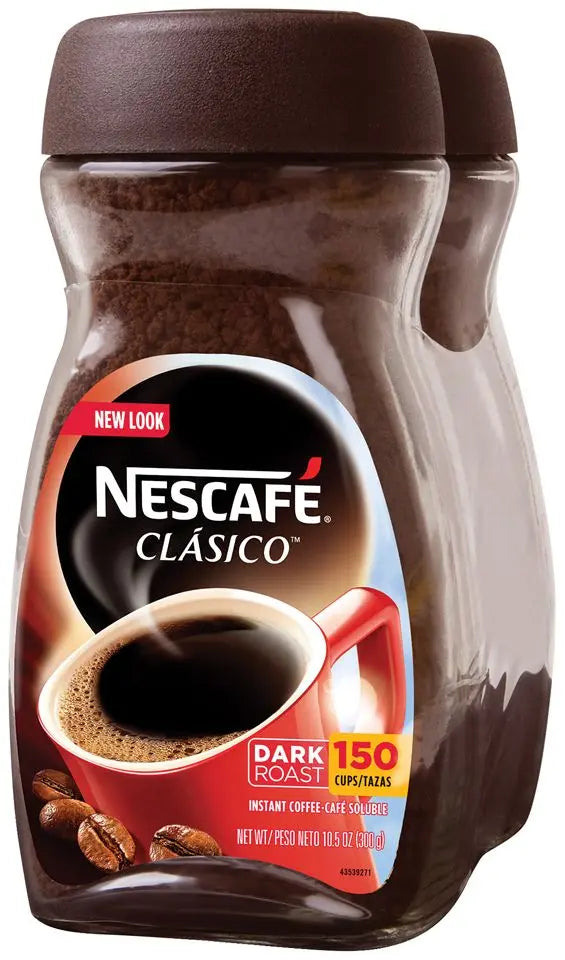 Nescafe Clasico Dark Roast Instant Coffee (2-Pack, 10.5 oz Each) | Bold Flavor in Seconds Nescafe