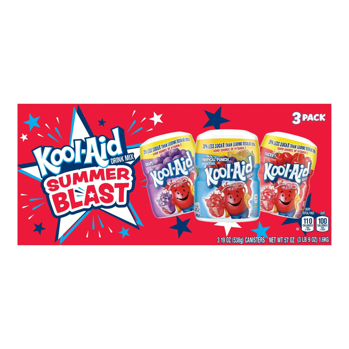 Kool-Aid Powdered Drink Mix (3-Pack, 57 oz Each) | Assorted Flavors, Sugar Sweetened Kool-Aid