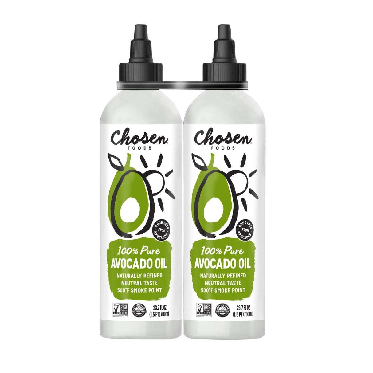 Chosen Foods Avocado Oil (2-Pack, 700 ml Each) | Heart-Healthy Oil with Easy Squeeze Bottle Chosen Foods