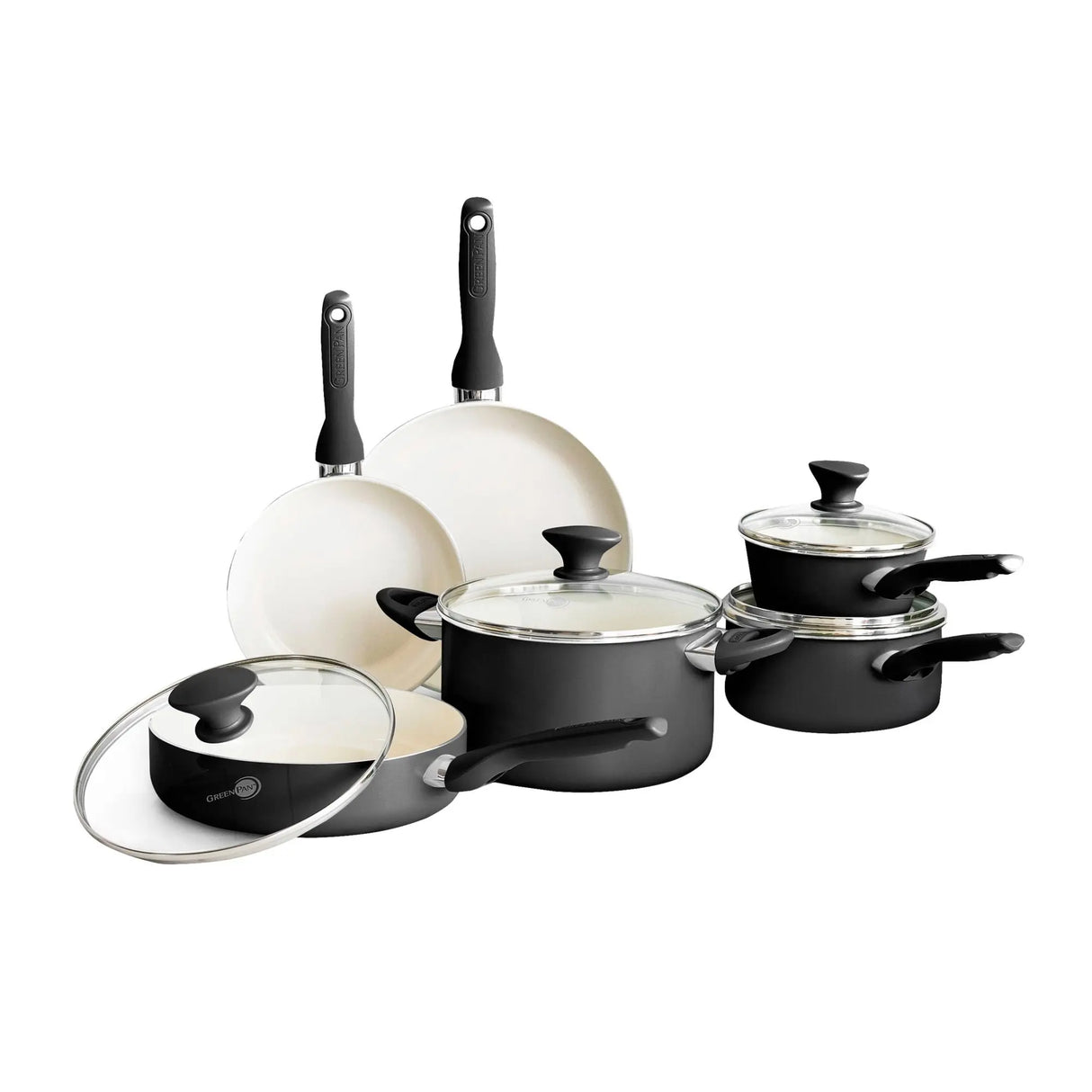 GreenPan Rio Cookware Set (10-Pc, Black) | Healthy Ceramic Non-Stick GreenPan