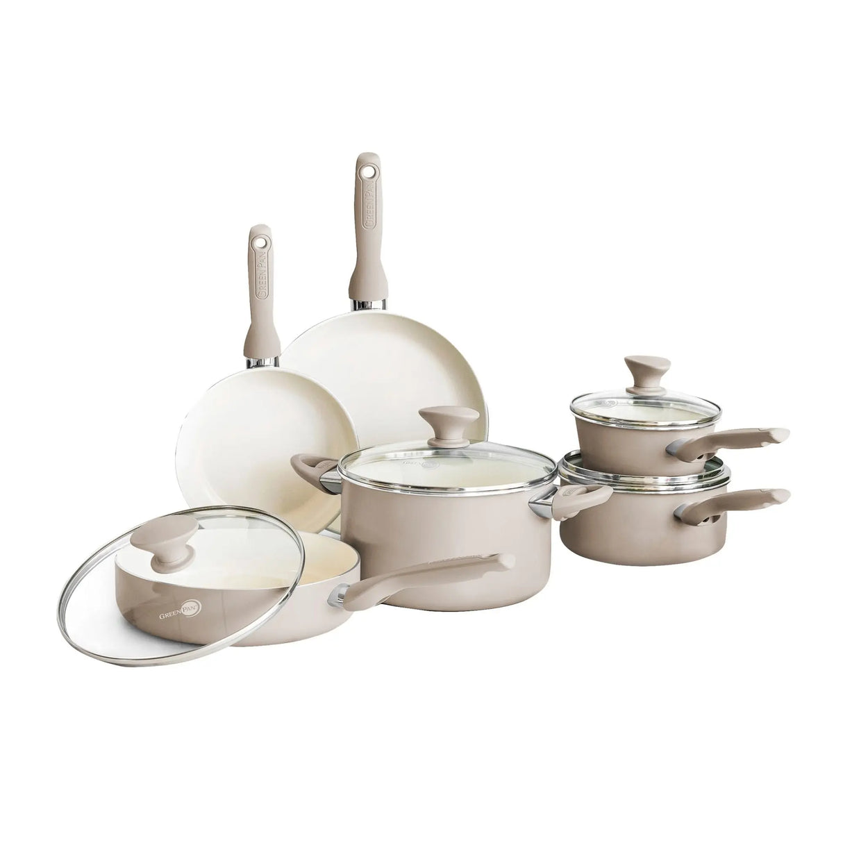 GreenPan Rio Cookware Set (10-Pc, Taupe) | Healthy Ceramic Non-Stick GreenPan