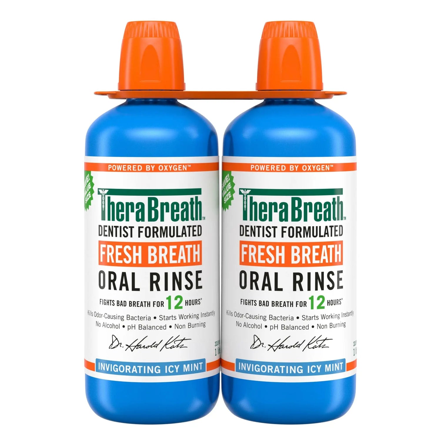TheraBreath Fresh Breath Mouthwash (2-Pack, 1 L Each) | Alcohol-Free Icy Mint Formula TheraBreath