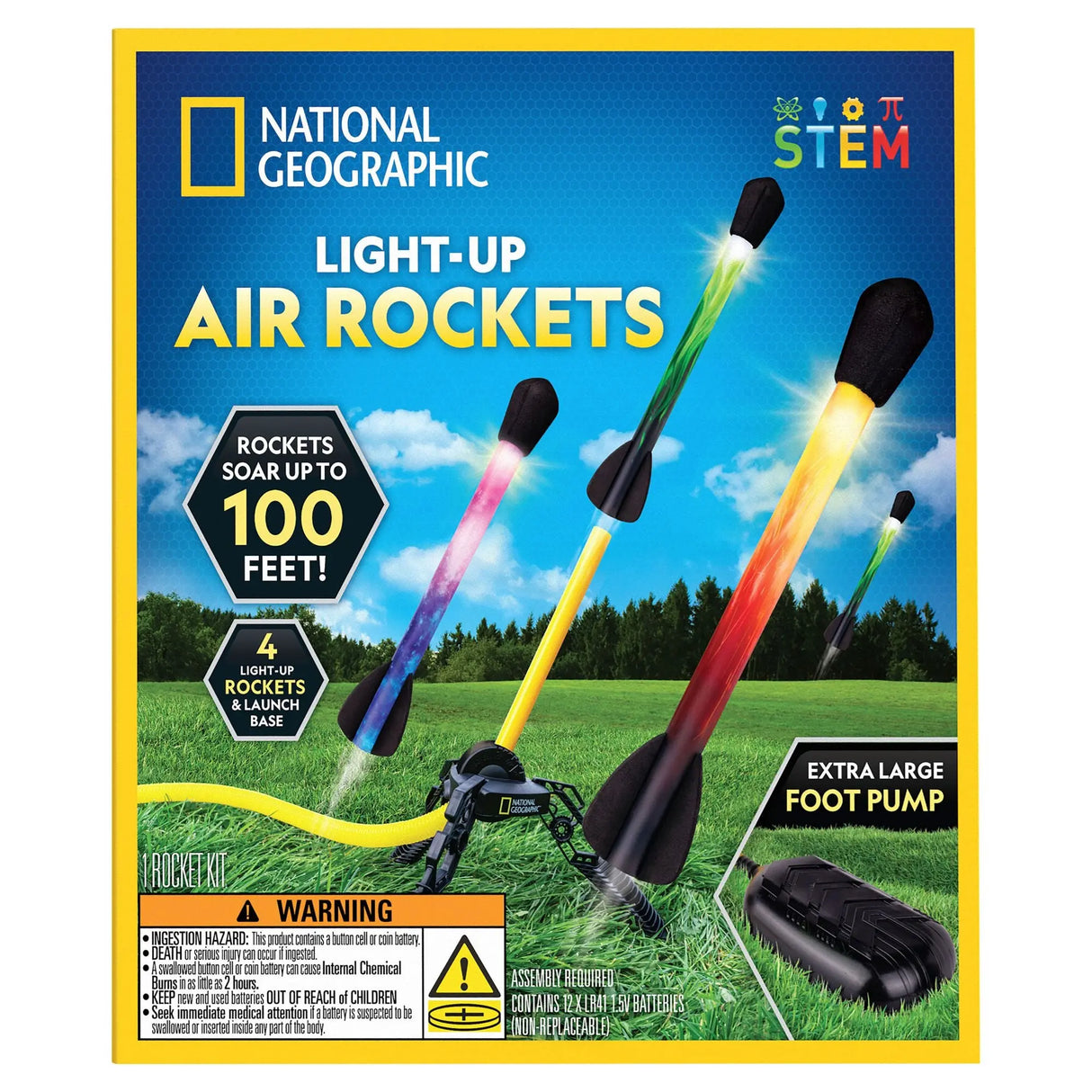National Geographic Light-Up Air Rockets | STEM Toy with Soaring, Glowing Launches National Geographic