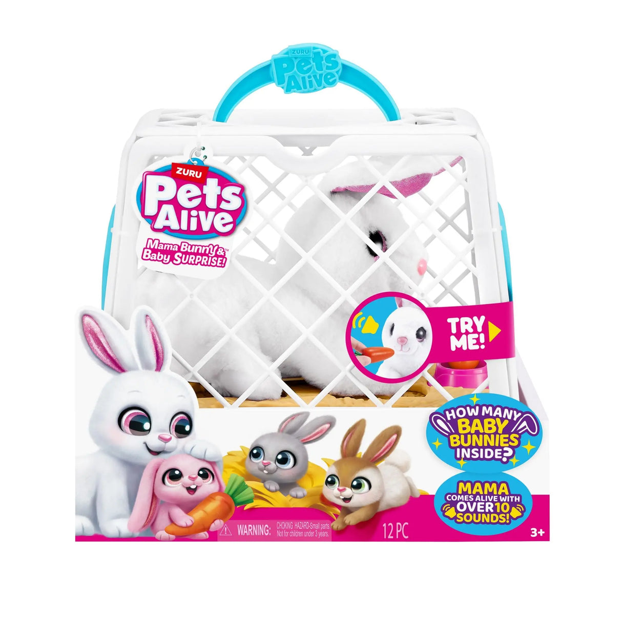 Zuru Pets Alive Mama Bunny & Baby Surprise | Interactive Plush with Hidden Baby Zuru