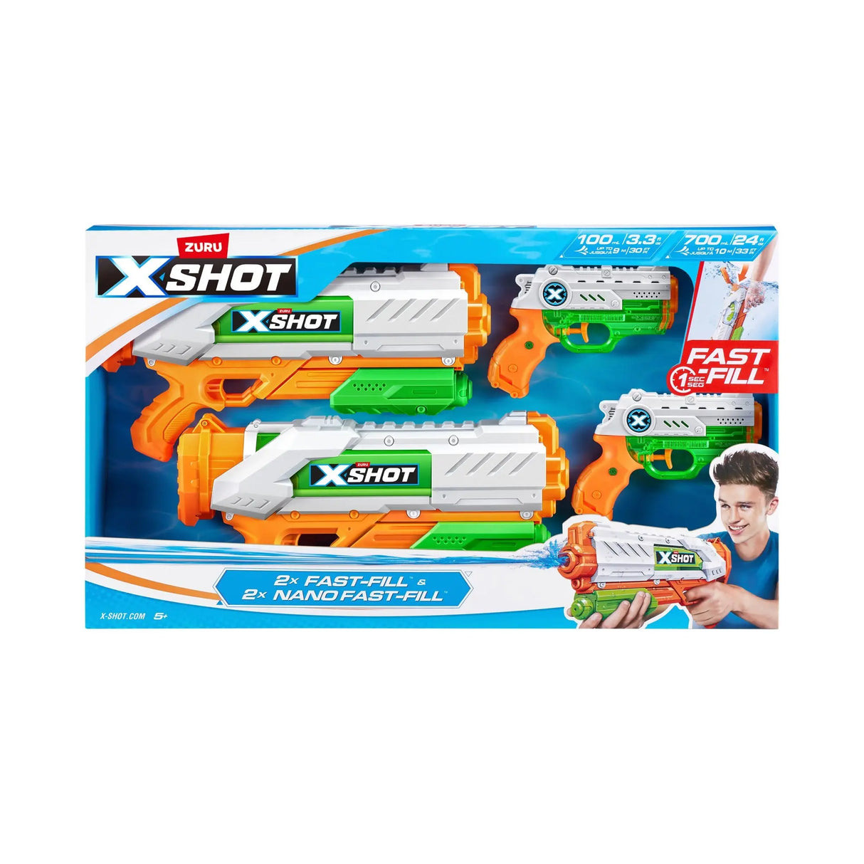 Zuru X-Shot Nano Water Soaker (2-Pack) | Fast-Fill Pool Fun Zuru