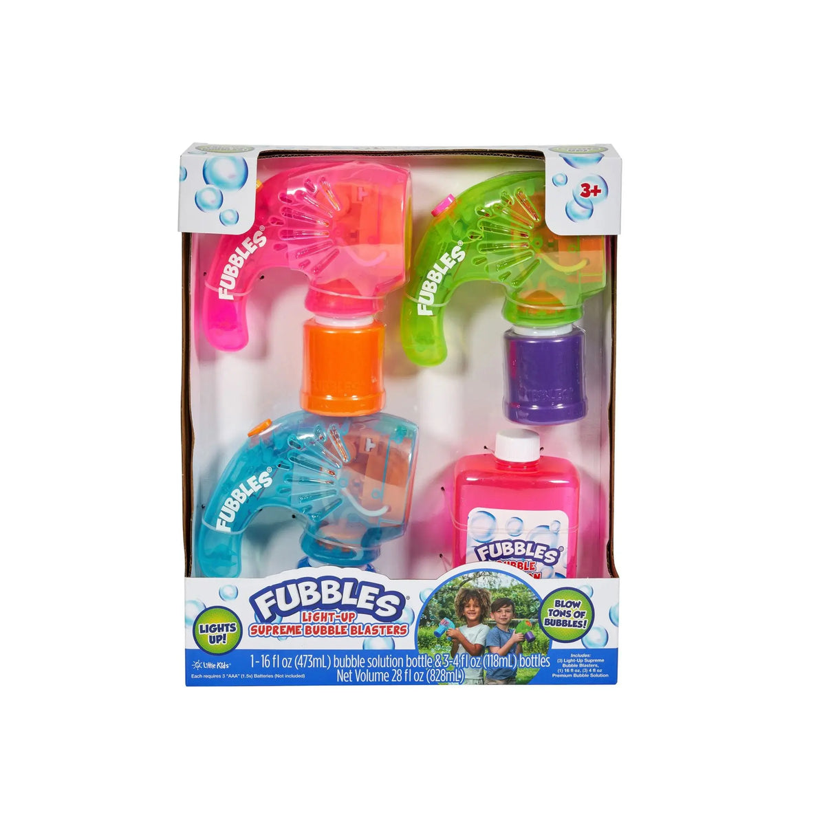 Fubbles Light-Up Supreme Bubble Wands (3-Pack) | LED Bubble Fun Fubbles