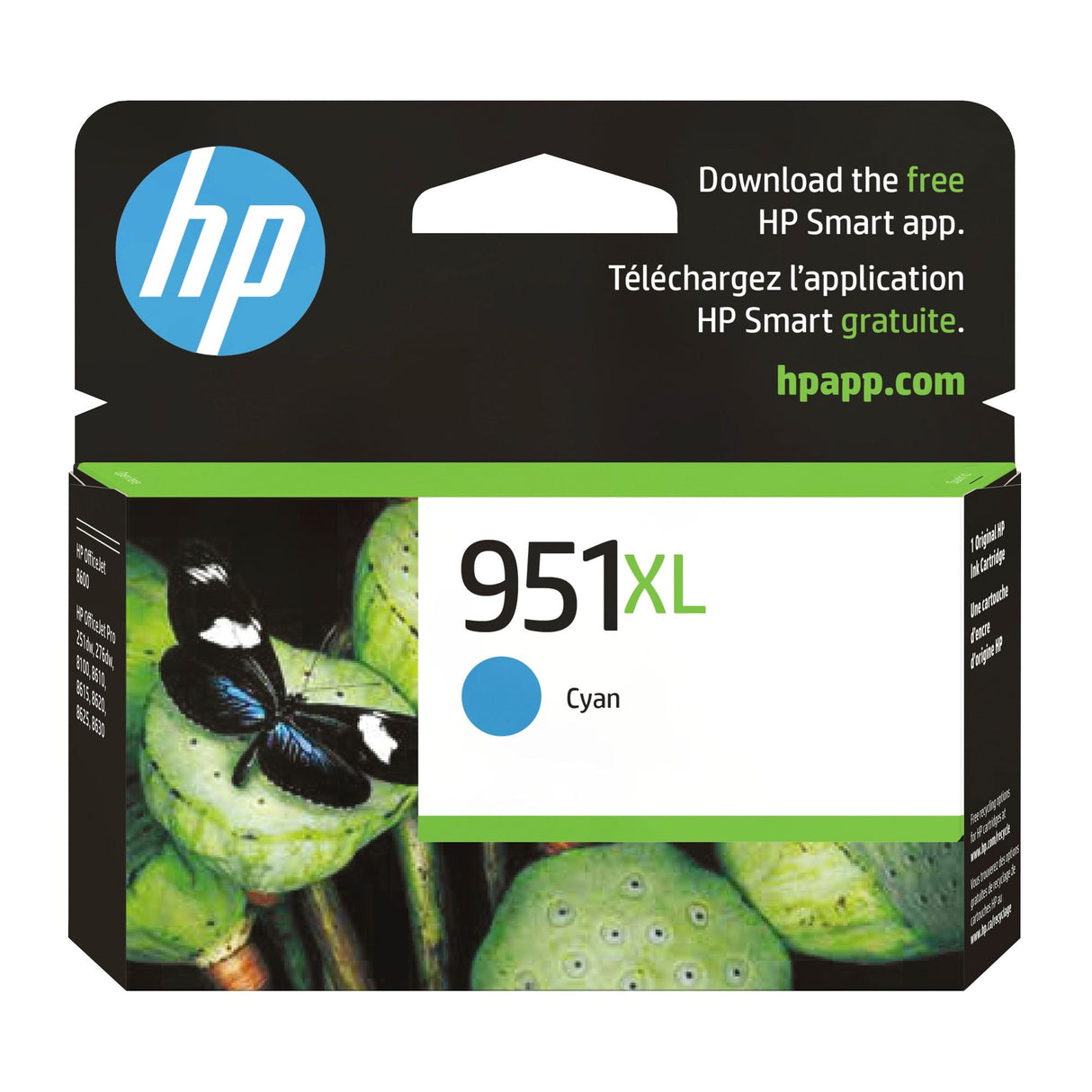 HP 951XL Cyan High-Yield Ink Cartridge | Works with Instant Ink Compatible Printers HP