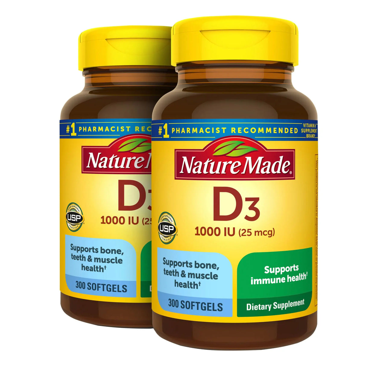 Nature Made Vitamin D3 1000 IU (600 Softgels) | Daily Immune & Bone Support Nature Made