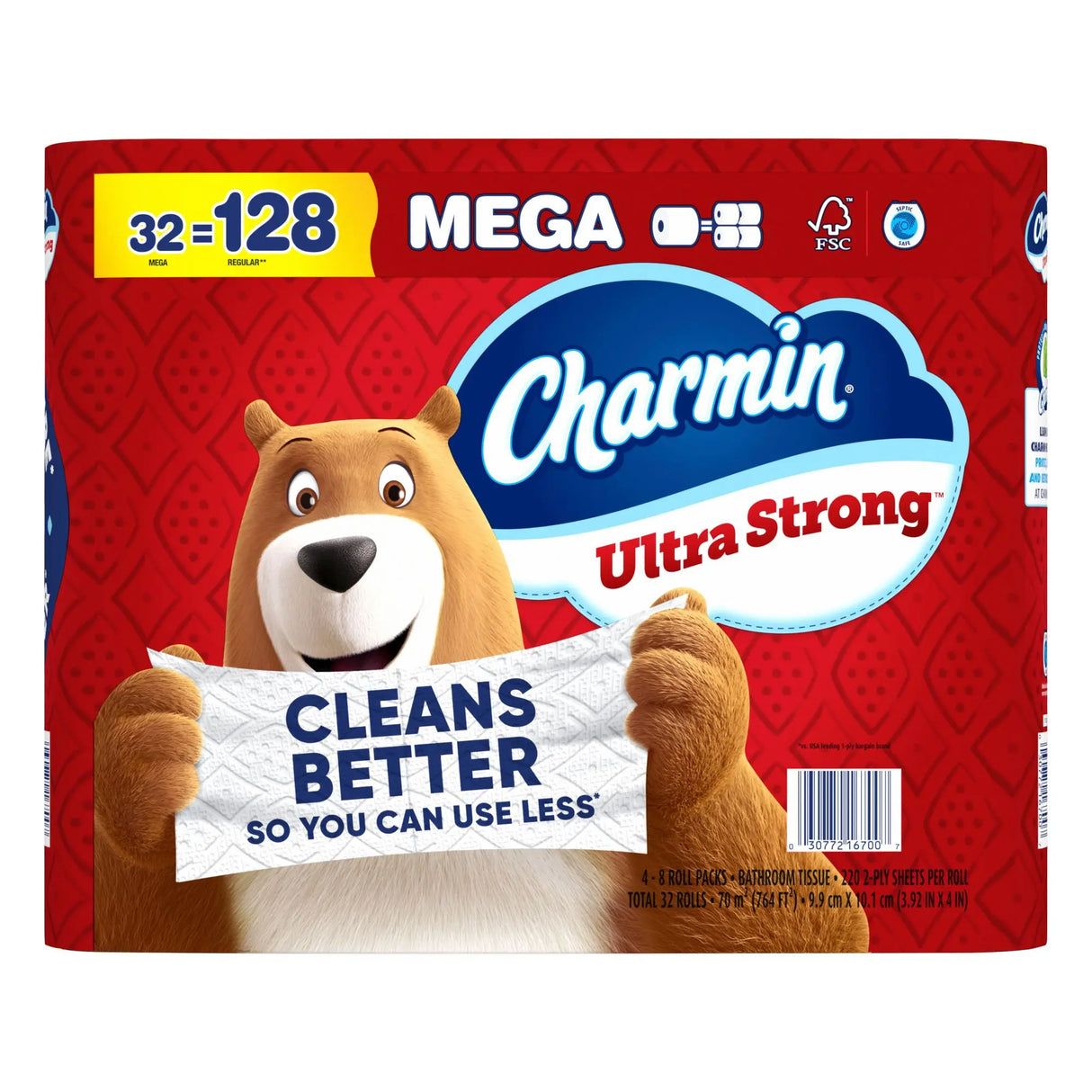 Charmin Ultra Strong Mega Roll Toilet Paper (32-Pack, 220 Sheets/Roll) | Powerful & Soft Charmin