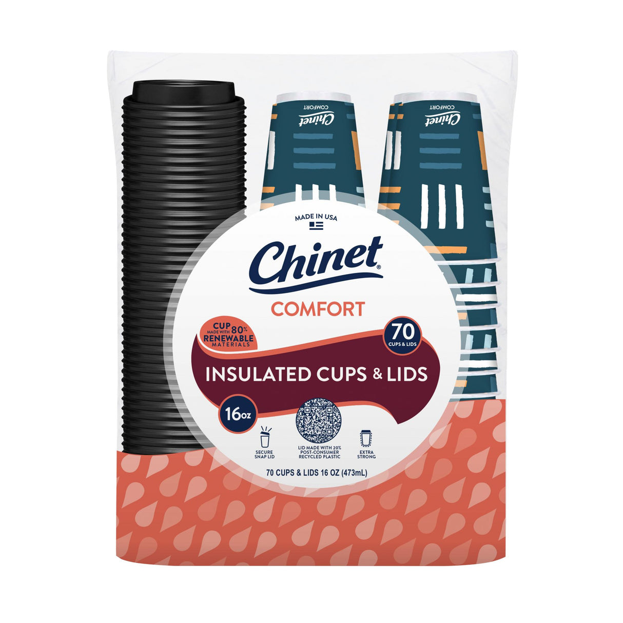 Chinet Comfort Insulated Cups and Lids 70 ct