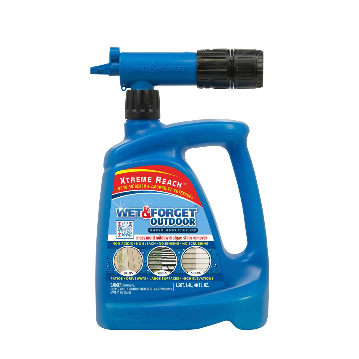 Wet & Forget Xtreme Reach Hose End | Outdoor Mold, Mildew & Algae Cleaner Wet & Forget