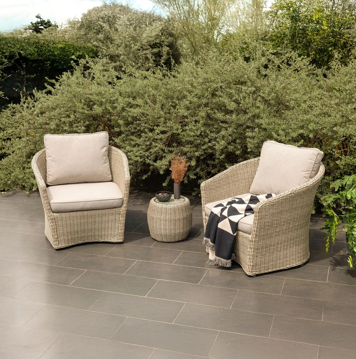Amazonia Tan Cottage Outdoor Patio Set (3-Piece) | Compact Seating with Timeless Wicker Look Amazonia