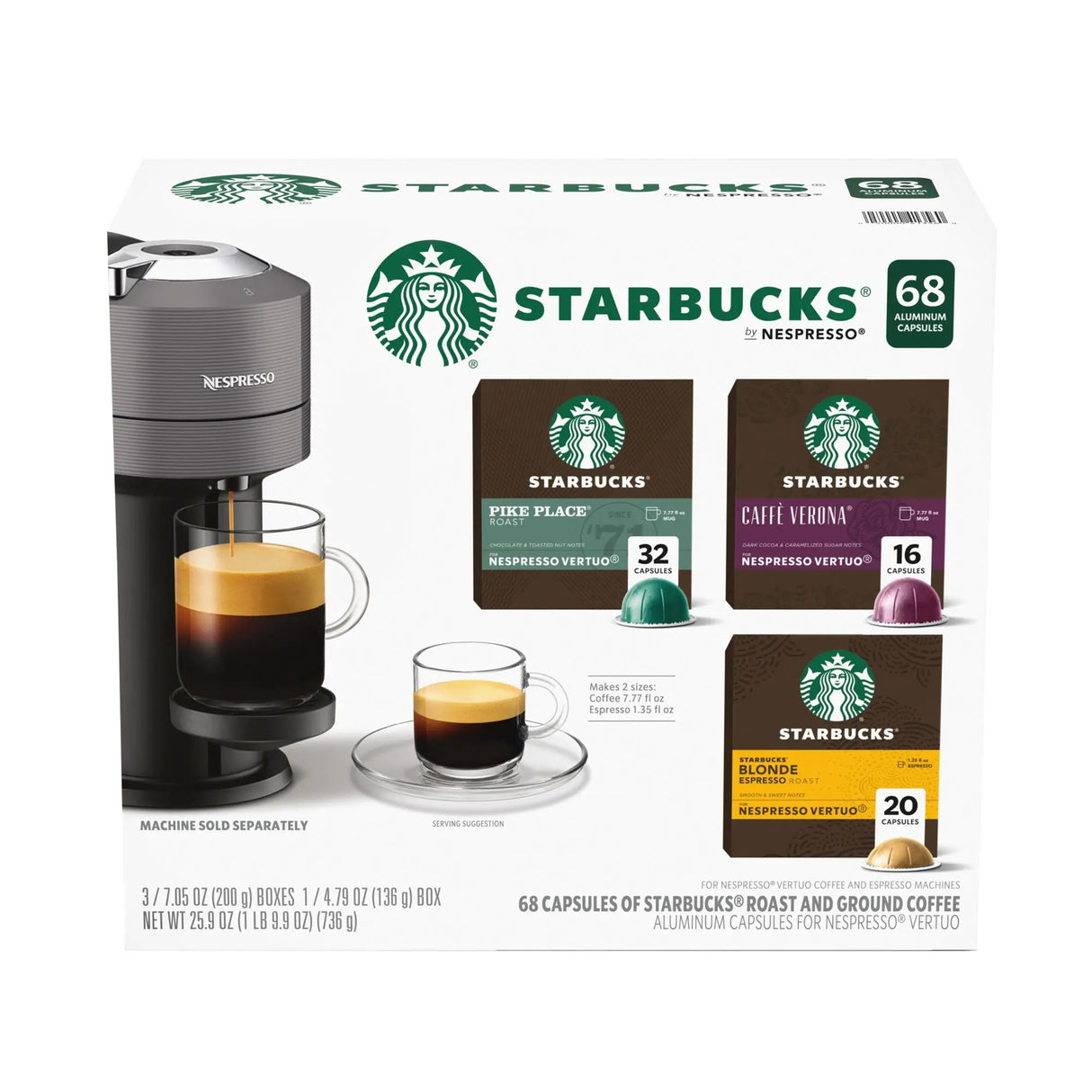 Starbucks Variety Nespresso Pods (68-Pack) | Coffeehouse Favorites at Home Starbucks