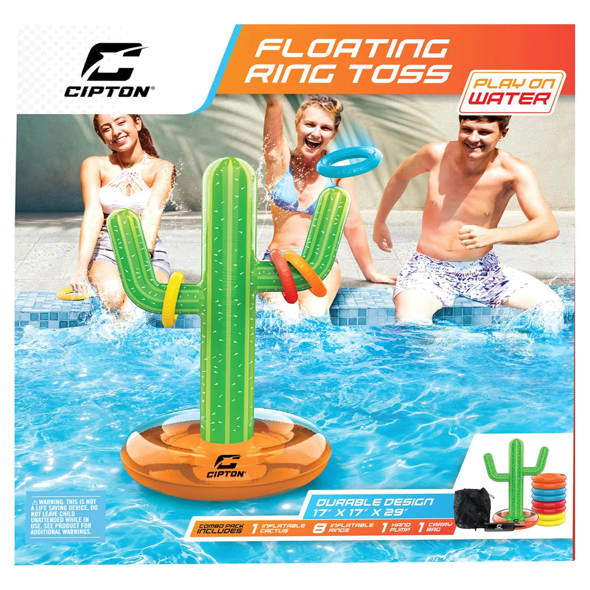 Cipton Inflatable Cactus Ring Toss | Floating Pool Party Game Cipton