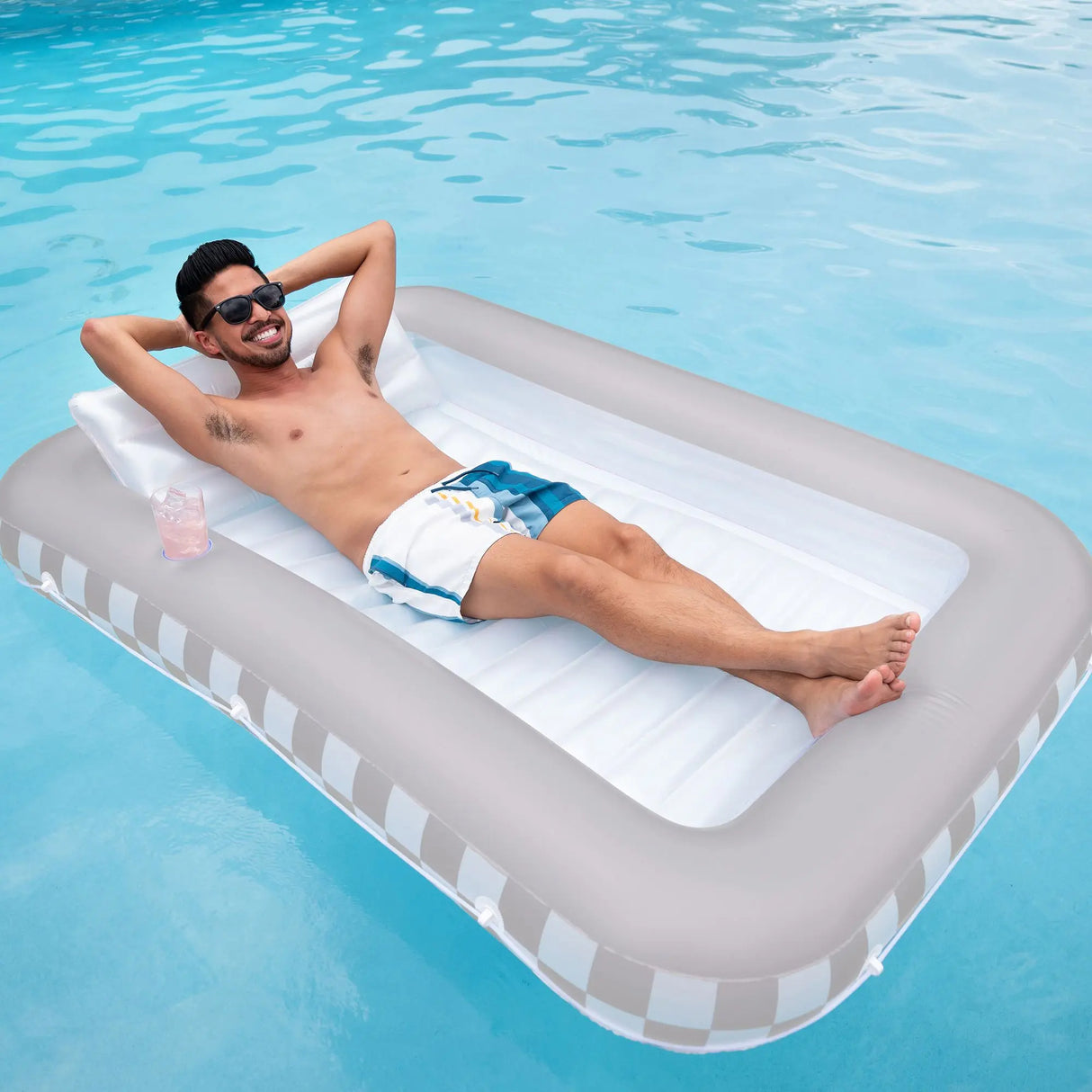 Personal Sunning Pool Float (73" x 46") | Checkerboard Lounging Pad PoolCandy