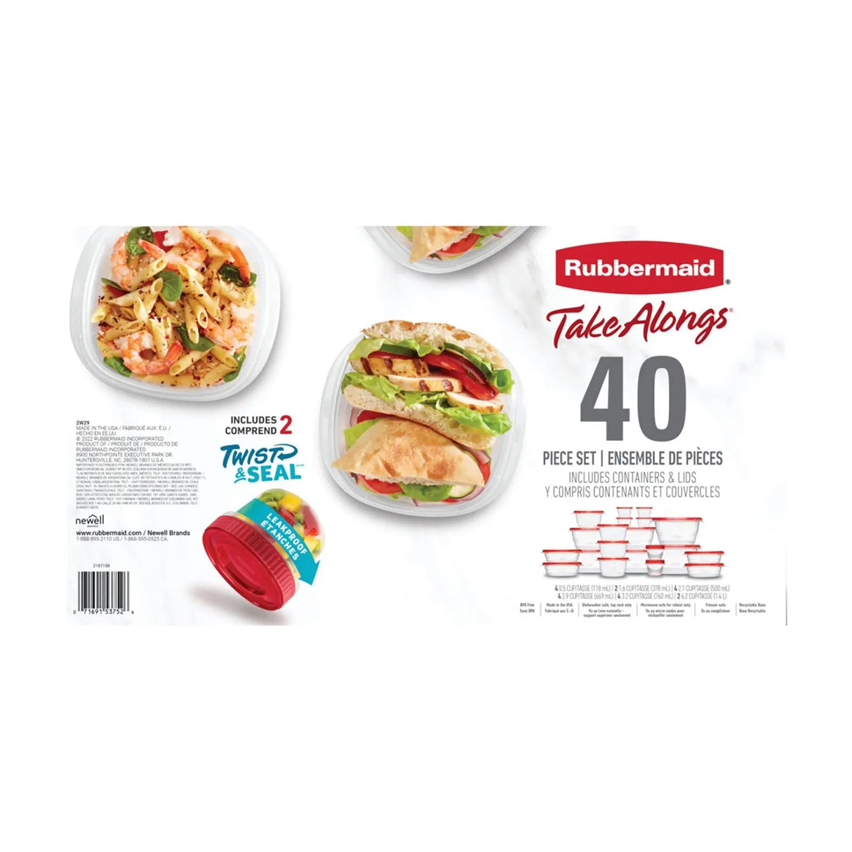 Rubbermaid TakeAlongs Food Storage Set (40-Pc) | Snap 'N Seal Convenience Rubbermaid