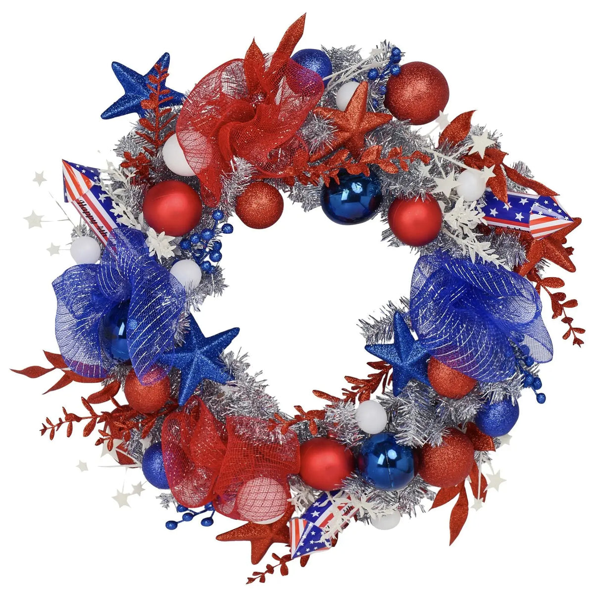 Independence Day Wreath (24") | Patriotic Holiday Door Décor Teammann