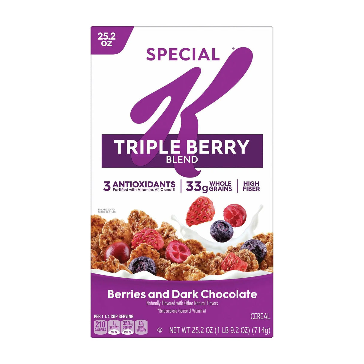Special K Triple Berry Cereal (25.2 oz) | Fiber-Rich with Dark Chocolate Clusters Special K