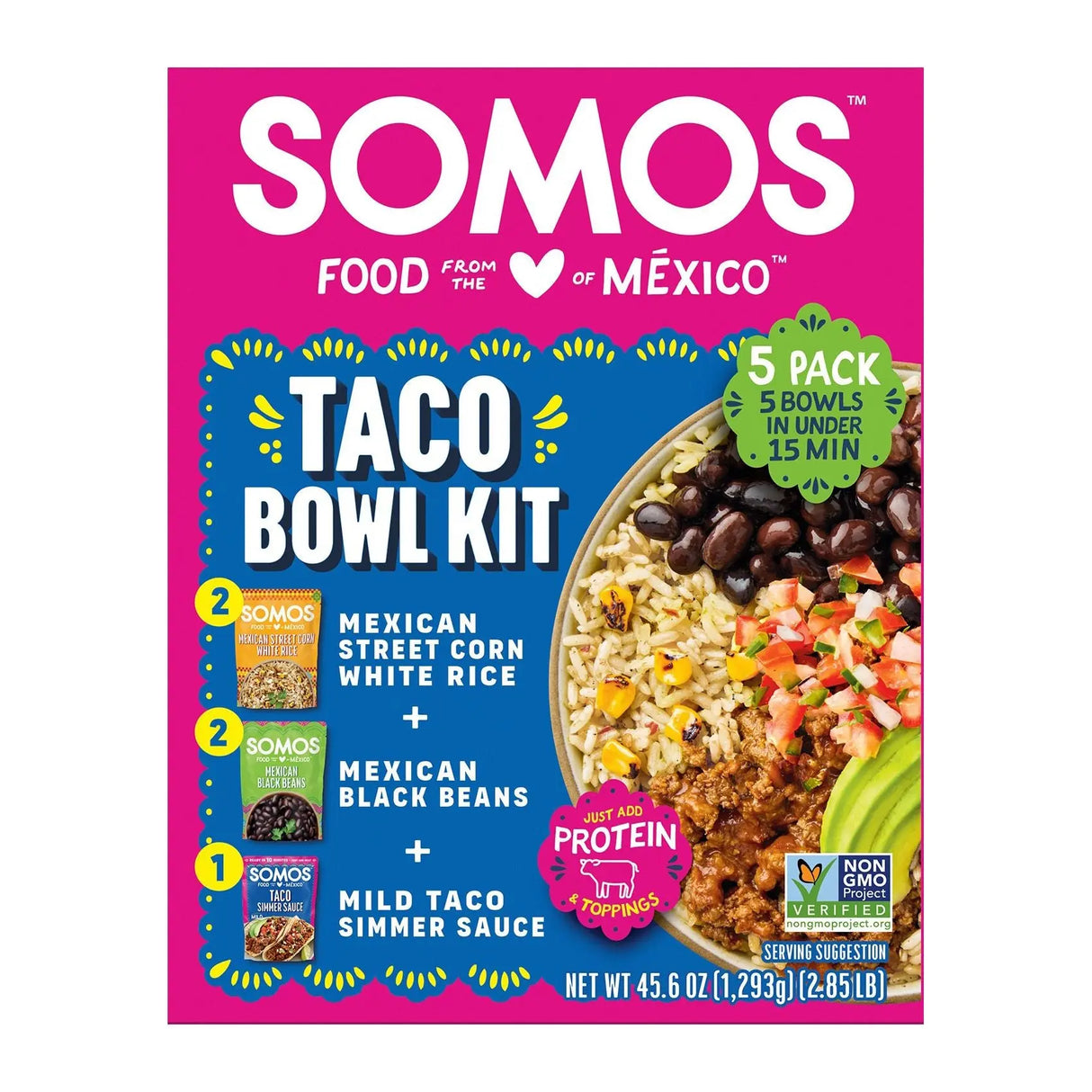 Somos Taco Bowl Kit (5-Pack) | Flavorful Taco-Inspired Meal Bowls Somos