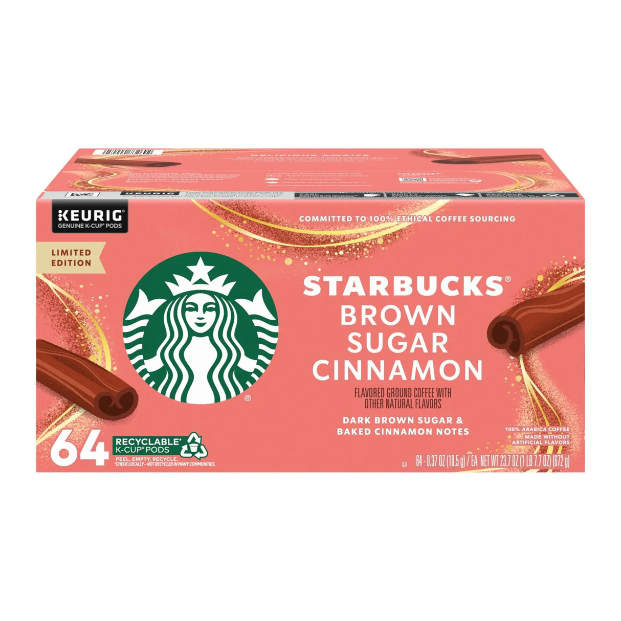 Starbucks Brown Sugar Cinnamon Pods (64-Pack) | Sweet Spiced Coffee Flavor Starbucks