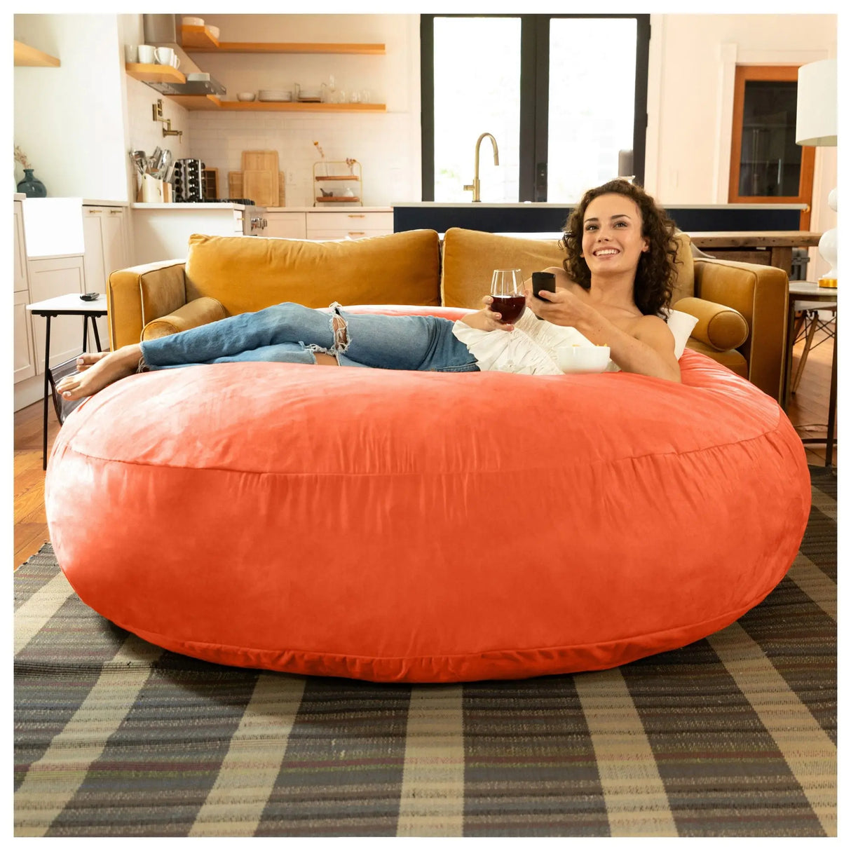 Jaxx 6-Ft. Cocoon Bean Bag Chair for Adults | Versatile, Comfy Seating with Removable Cover Jaxx