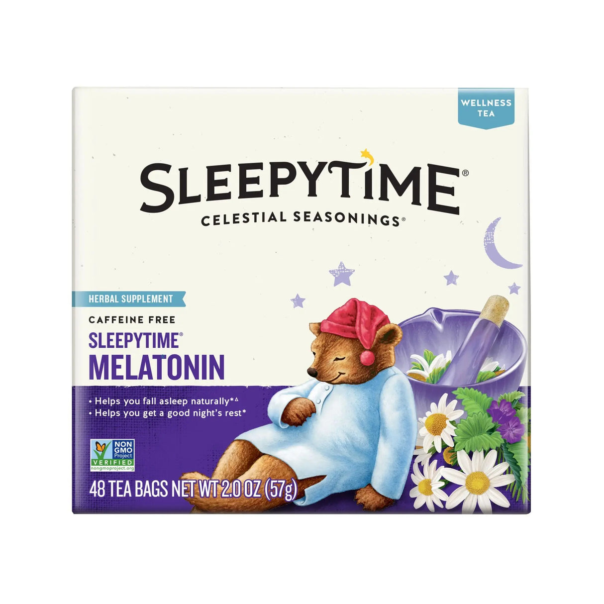 Celestial Seasonings Sleepytime Wellness Tea (48-Pack) | Melatonin Herbal Blend Celestial Seasonings
