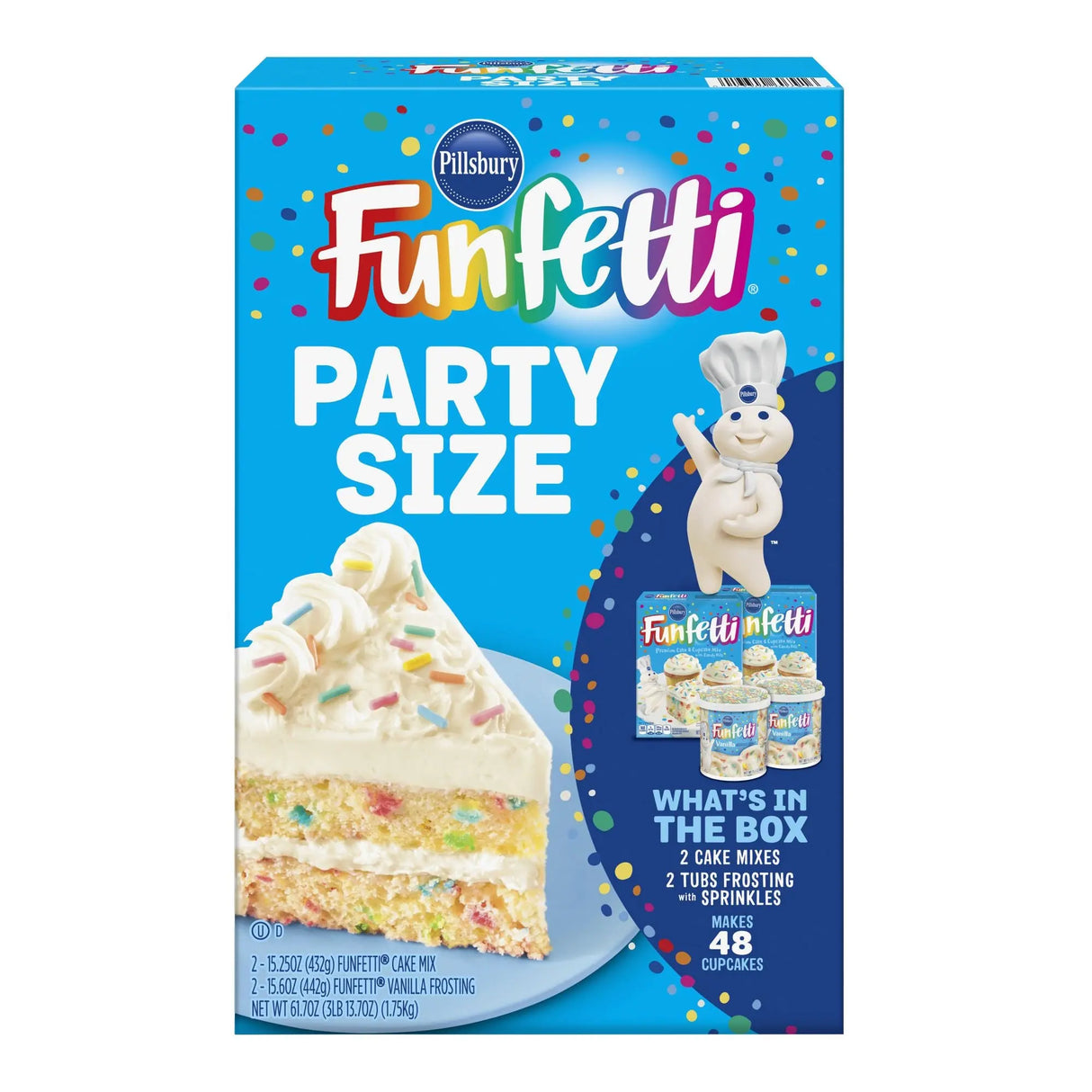 Pillsbury Funfetti Cake Mix & Frosting Kit (61.7 oz) | Colorful Celebration Cakes Funfetti