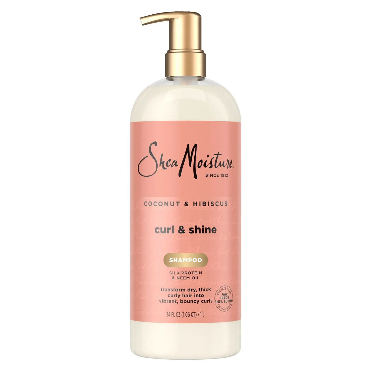 SheaMoisture Curl & Shine Shampoo (34 oz) | Coconut & Hibiscus Nourishing Cleanse SheaMoisture