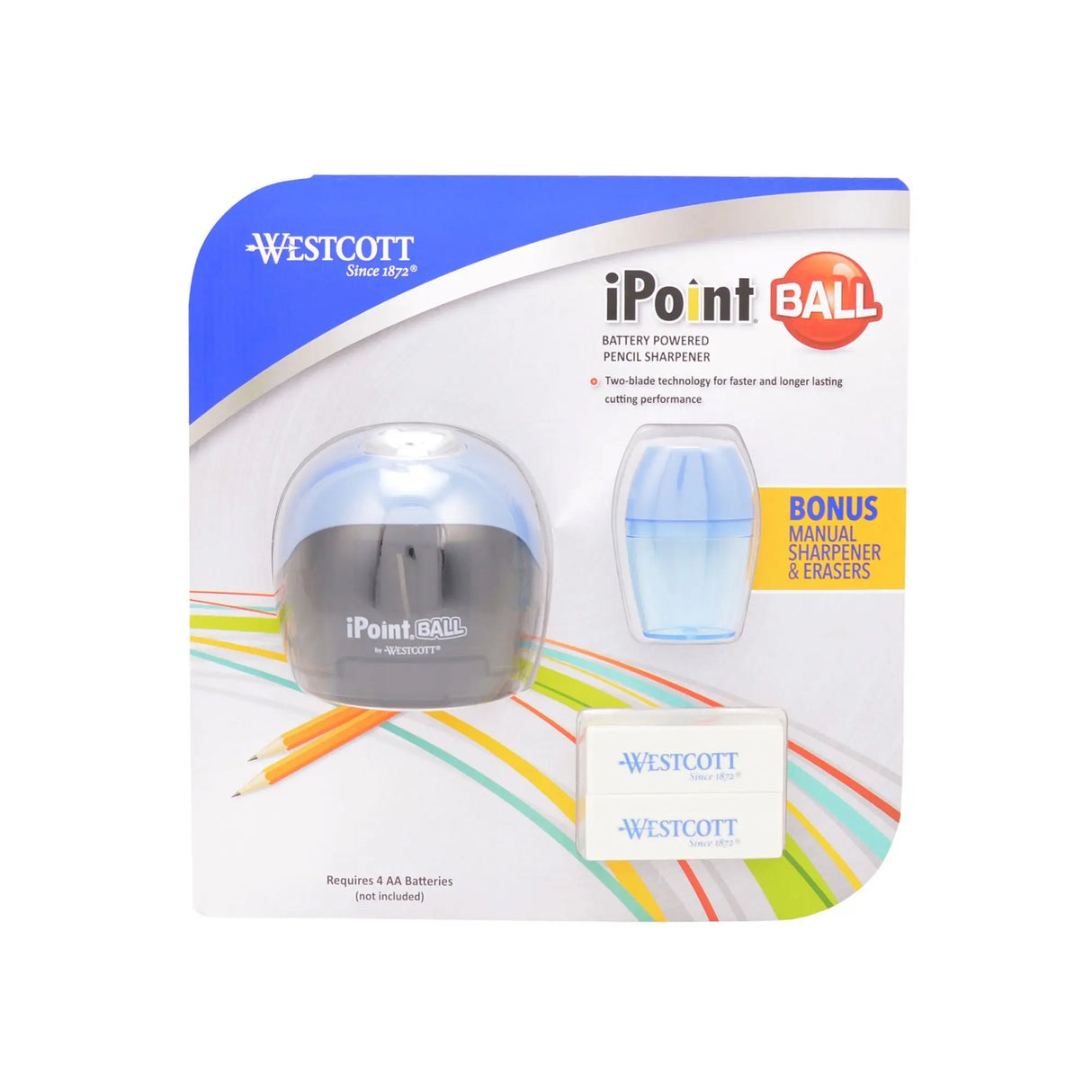 Westcott Pencil Sharpener Set (4-Piece) | Compact & Kid-Friendly for School Use Westcott