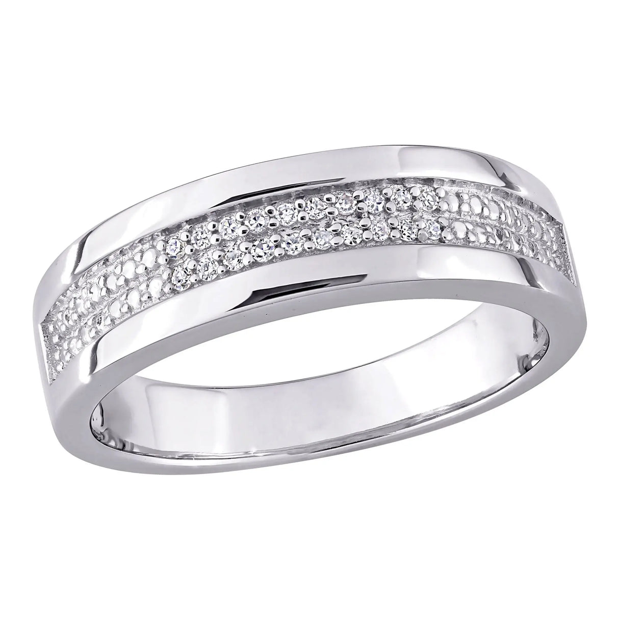 Men's Diamond Anniversary Band (0.1 ct t.w., Sterling Silver) | Dual-Row Sparkle Design AFS Wholesale Shop