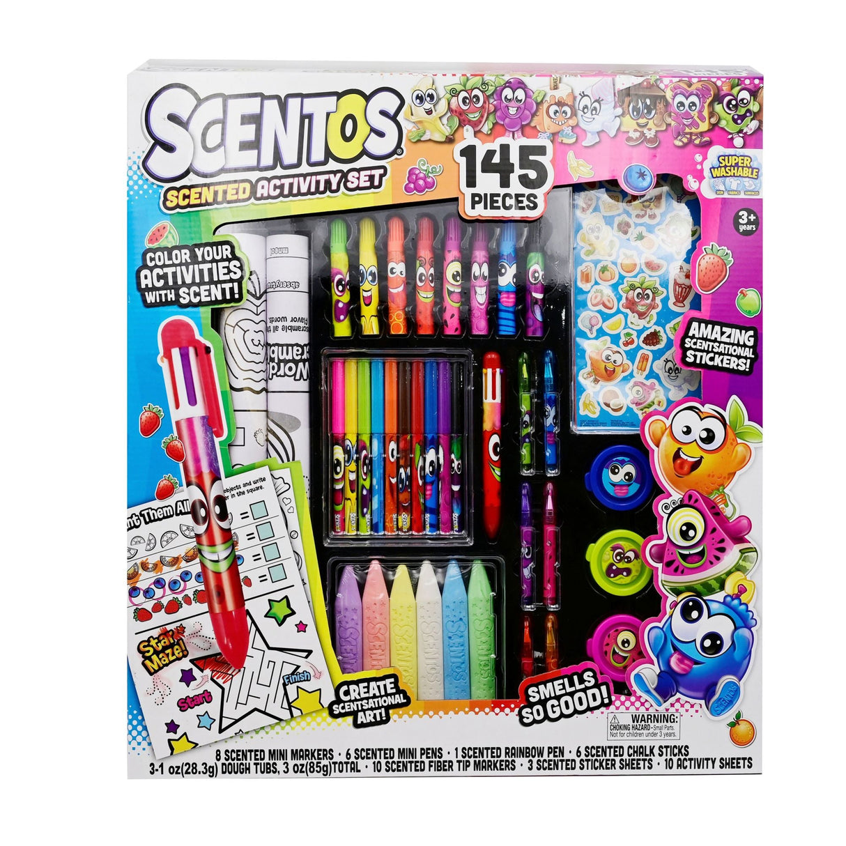 Scentos 145-Piece Scented Activity Set | Fun Arts & Crafts with Sweet-Smelling Supplies Scentos