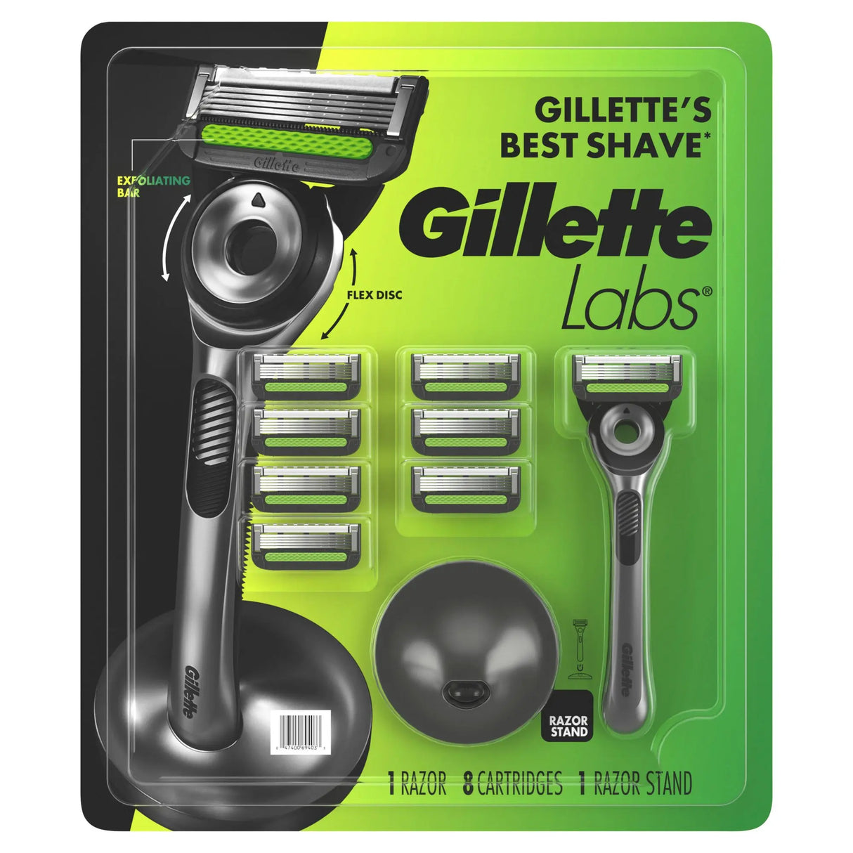 GilletteLabs Exfoliating Razor Kit | 1 Handle, 8 Refills & Magnetic Stand Gillette