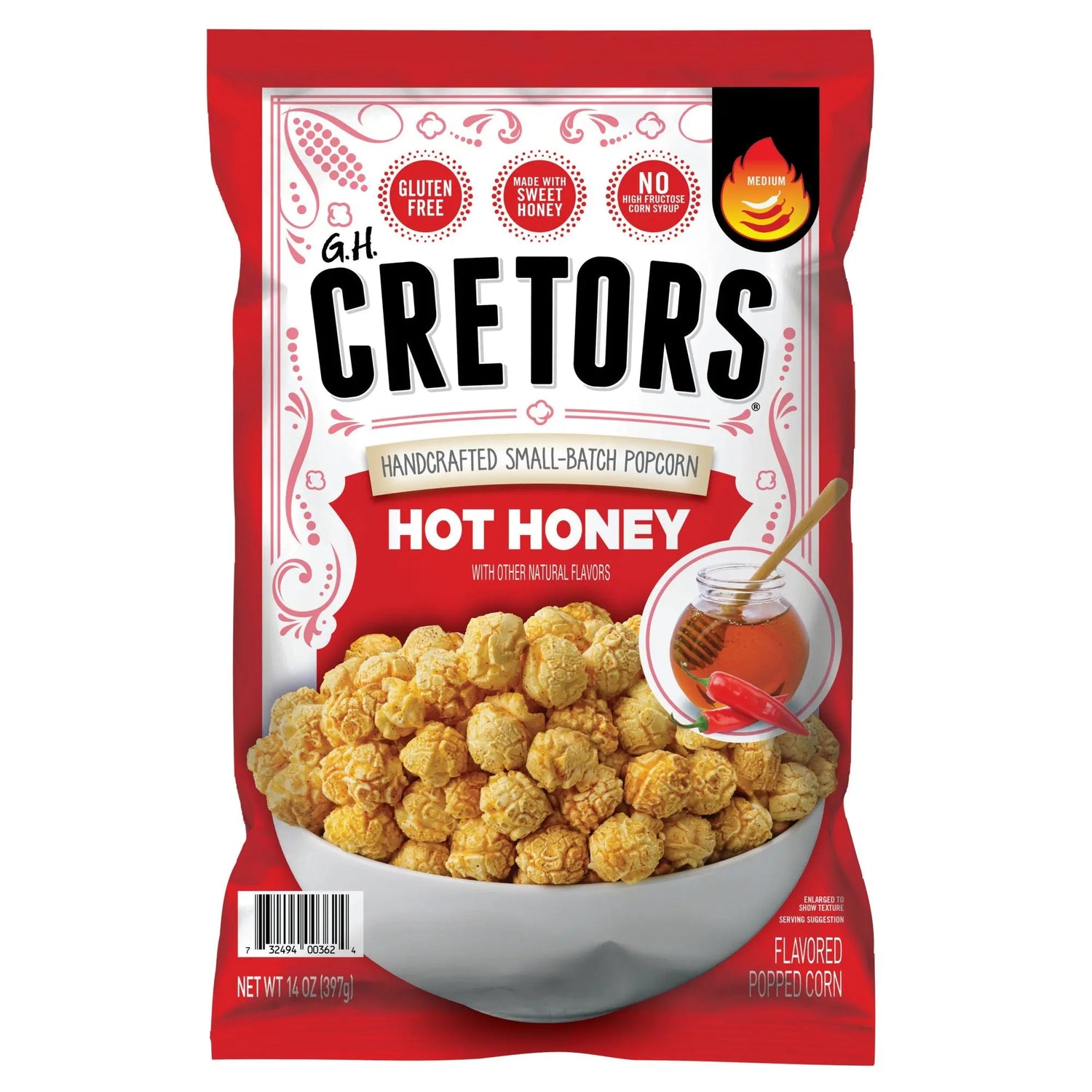 G.H. Cretors Hot Honey Popcorn (14 oz) | Sweet & Spicy Crunch G.H. Cretors