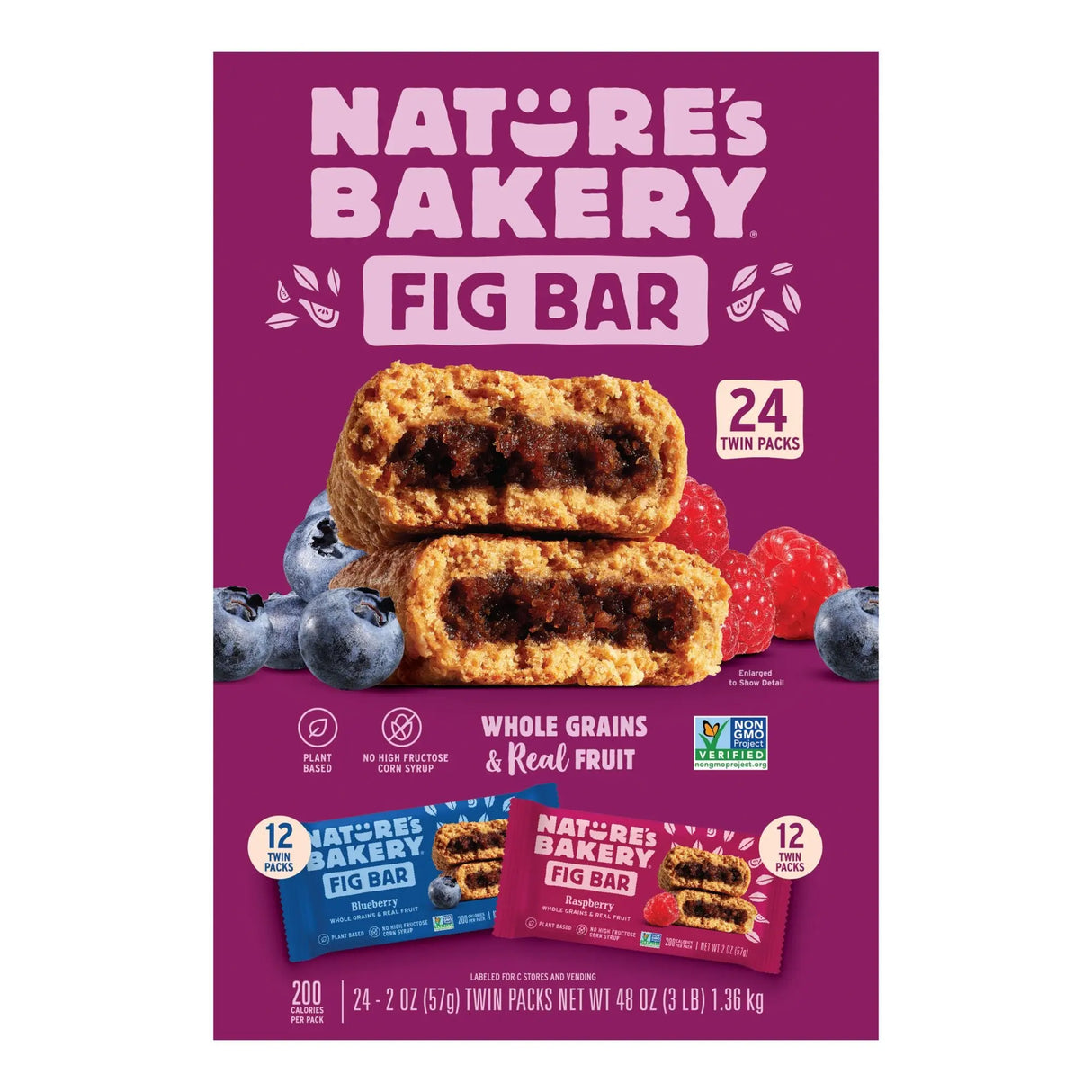 Nature's Bakery Fig Bars (24-Pack, Raspberry & Blueberry) | Whole Grain Snack Nature's Bakery