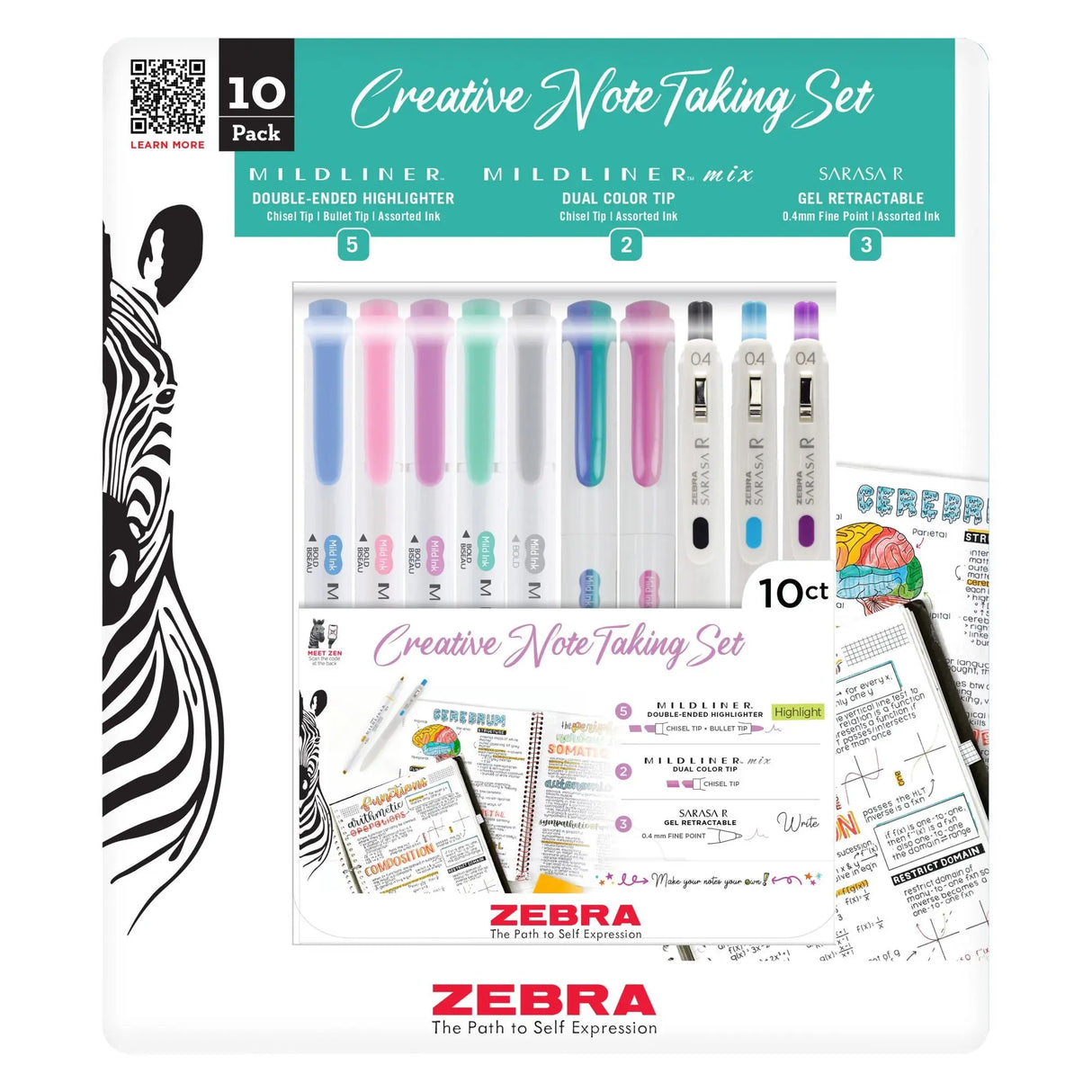 Creative Notetaking Pack (10-Pack) | Pre-Printed Pages for Organized Brainstorming Zebra Pen