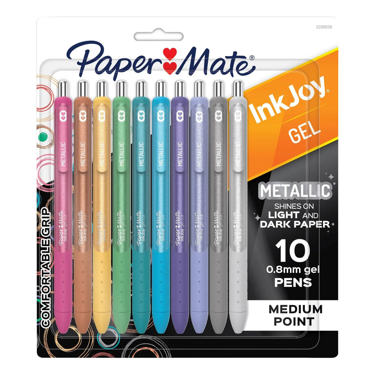 Paper Mate · InkJoy Metallic Gel Pens (10 Count) | Medium 0.8mm Tip, Retractable, Assorted Colors Paper Mate